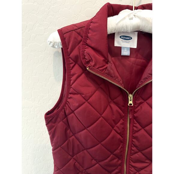 OLD NAVY | Red Burgundy Quilted Zip Puffer Vest | Size XS - Picture 3 of 6
